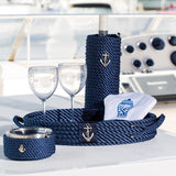 Nautical Leather Tray-Blue