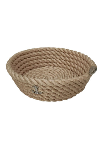 Nautical Rope Round Basket - Cream