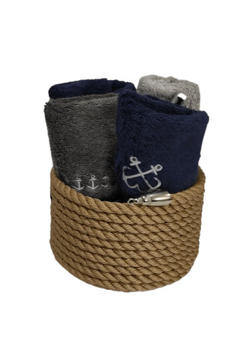 Nautical Rope Towel Basket - Cream
