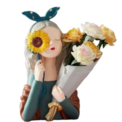 Girl Flower Vase - Pine