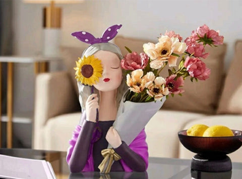 Girl Flower Vase - Purple